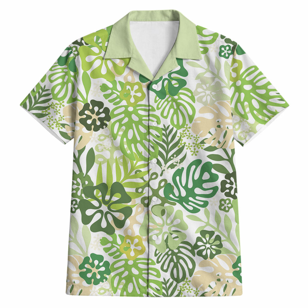 Green Aloha Hawaiian Hawaiian Shirt Monstera Hibiscus Tropical Pattern