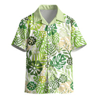 Green Aloha Hawaiian Kid Hawaiian Shirt Monstera Hibiscus Tropical Pattern