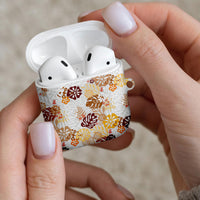 Brown Aloha Hawaiian AirPods Case Monstera Hibiscus Tropical Pattern