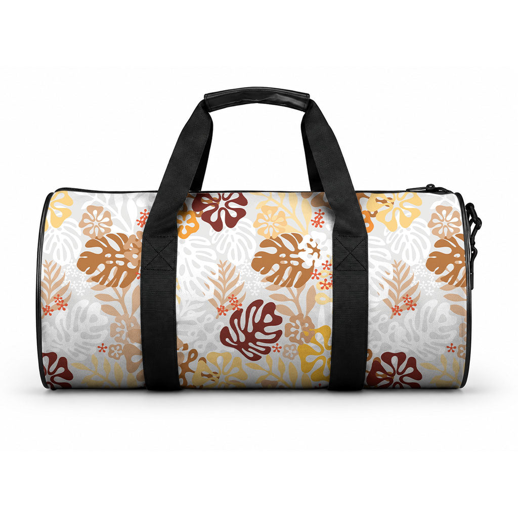Brown Aloha Hawaiian Duffle Bag Monstera Hibiscus Tropical Pattern LT19 One size Brown - Polynesian Pride