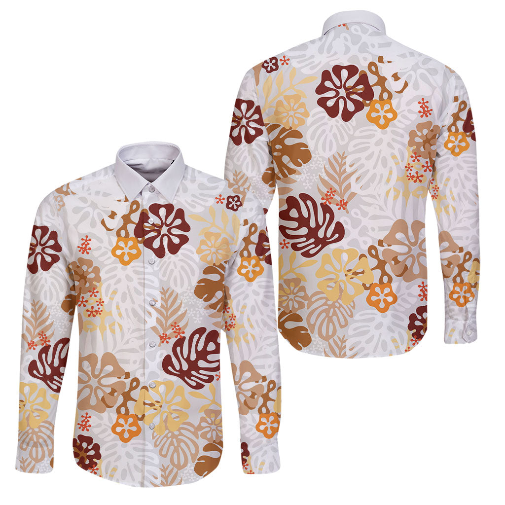 Brown Aloha Hawaiian Family Matching Tank Maxi Dress and Hawaiian Shirt Monstera Hibiscus Tropical Pattern
