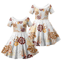 Brown Aloha Hawaiian Family Matching Tank Maxi Dress and Hawaiian Shirt Monstera Hibiscus Tropical Pattern