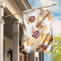 Brown Aloha Hawaiian Garden Flag Monstera Hibiscus Tropical Pattern