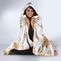 Brown Aloha Hawaiian Hooded Blanket Monstera Hibiscus Tropical Pattern