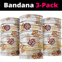 Brown Aloha Hawaiian Neck Gaiter Monstera Hibiscus Tropical Pattern