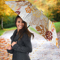Brown Aloha Hawaiian Umbrella Monstera Hibiscus Tropical Pattern