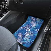 Blue Aloha Hawaiian Car Mats Monstera Hibiscus Tropical Pattern