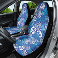 Blue Aloha Hawaiian Car Seat Cover Monstera Hibiscus Tropical Pattern