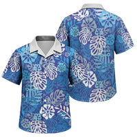 Blue Aloha Hawaiian Family Matching Mermaid Dress and Hawaiian Shirt Monstera Hibiscus Tropical Pattern