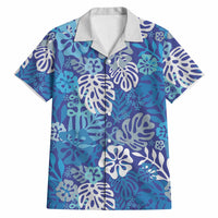 Blue Aloha Hawaiian Hawaiian Shirt Monstera Hibiscus Tropical Pattern