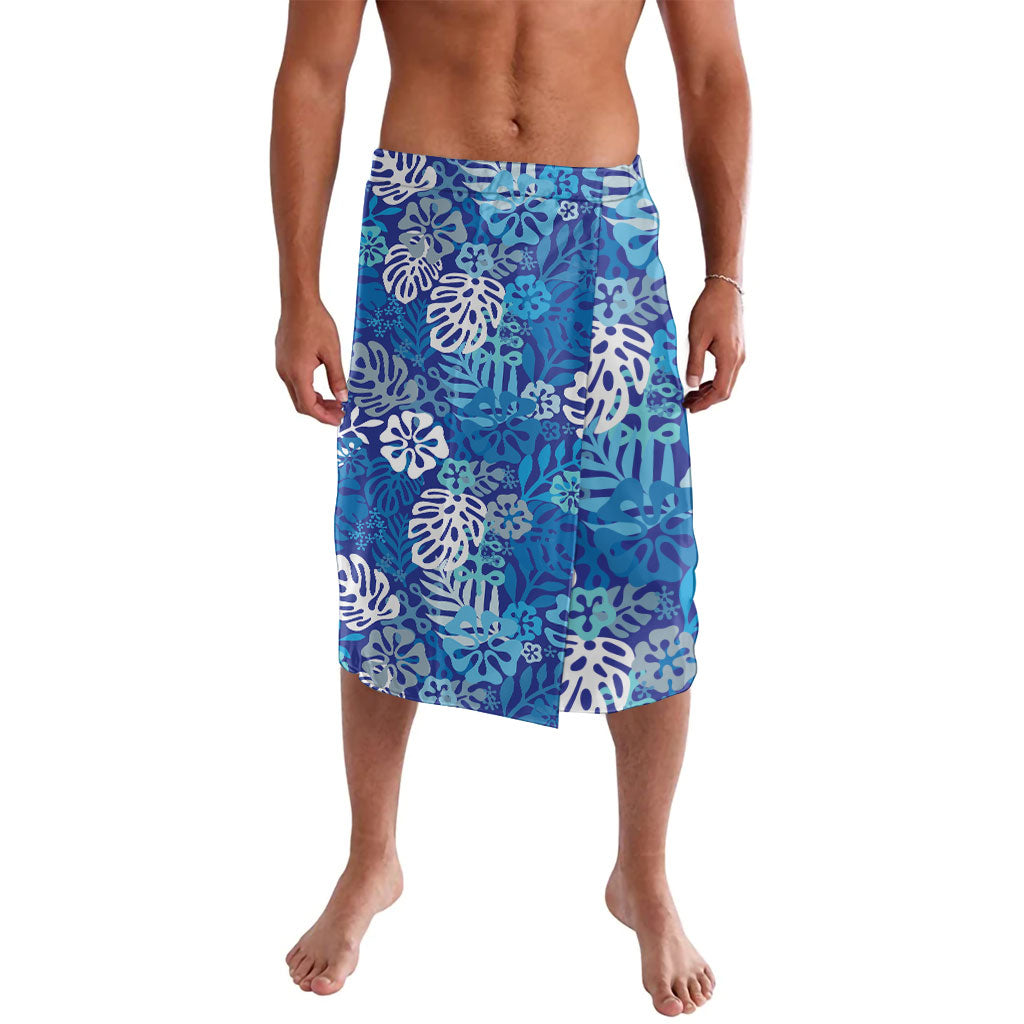 Blue Aloha Hawaiian Lavalava Monstera Hibiscus Tropical Pattern LT19 Blue - Polynesian Pride