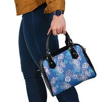 Blue Aloha Hawaiian Shoulder Handbag Monstera Hibiscus Tropical Pattern