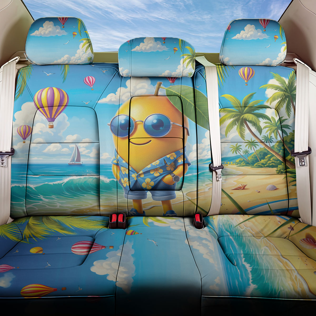 Funny Hawaii Mango Back Car Seat Cover Tropical Summer Beach Mascot Vacation