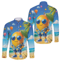 Funny Hawaii Mango Family Matching Off Shoulder Maxi Dress and Hawaiian Shirt Tropical Summer Beach Mascot Vacation