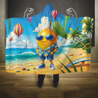 Funny Hawaii Mango Hooded Blanket Tropical Summer Beach Mascot Vacation
