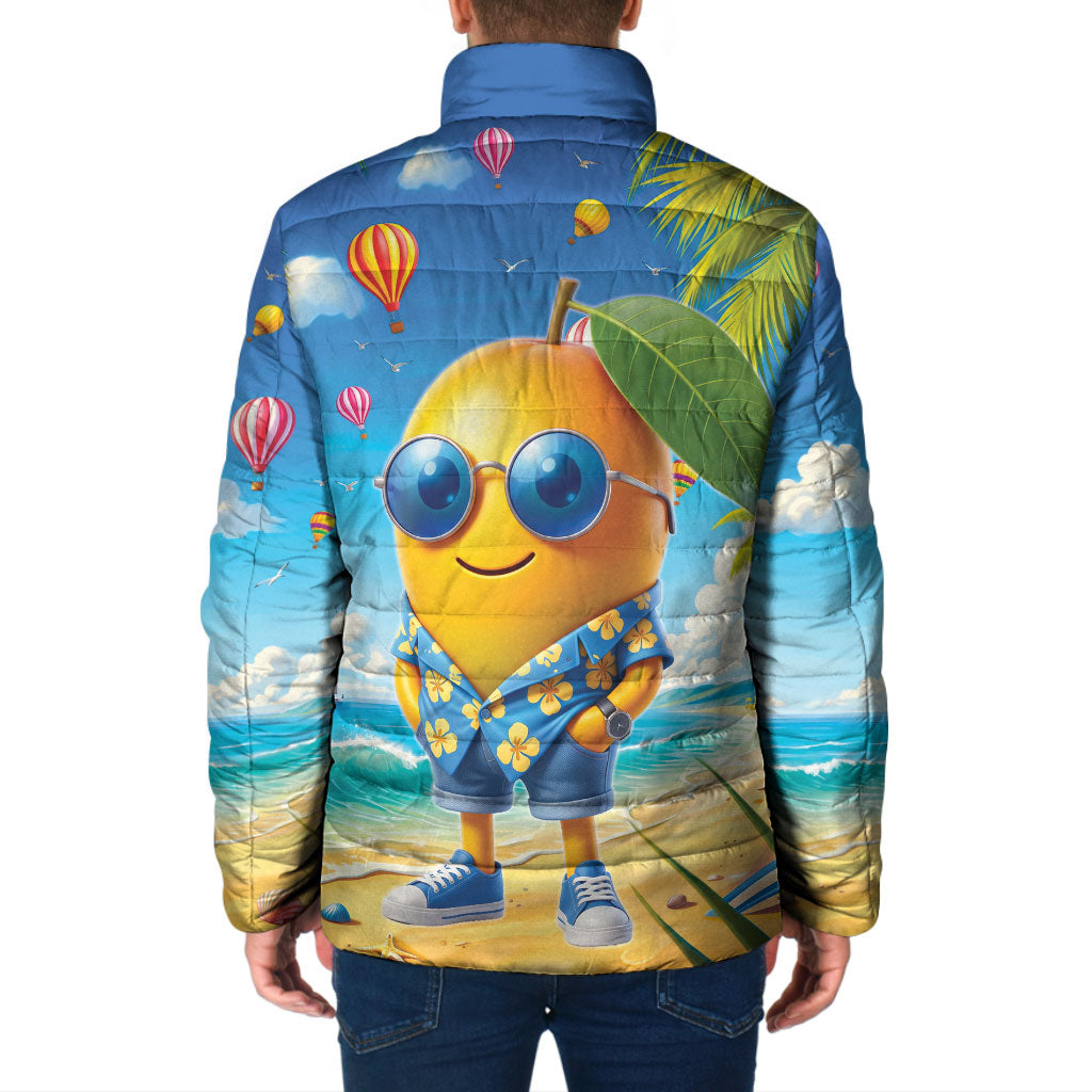 Funny Hawaii Mango Padded Jacket Tropical Summer Beach Mascot Vacation