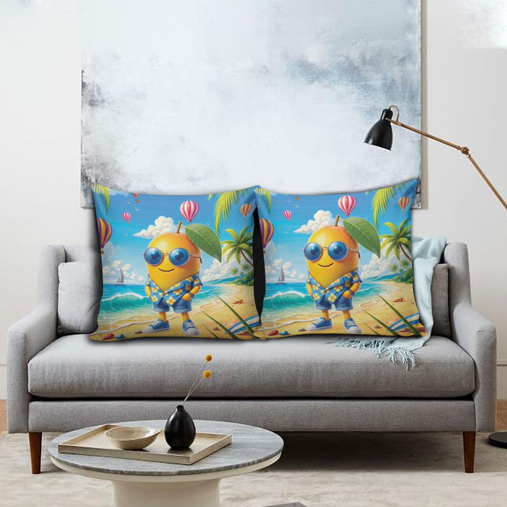 Funny Hawaii Mango Pillow Cover Tropical Summer Beach Mascot Vacation