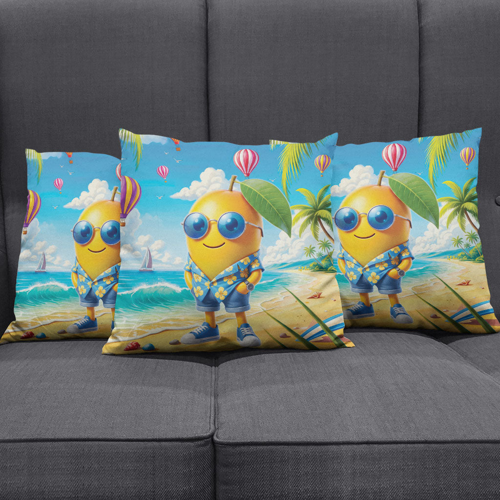 Funny Hawaii Mango Pillow Cover Tropical Summer Beach Mascot Vacation
