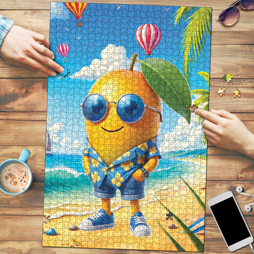 Funny Hawaii Mango Puzzle Tropical Summer Beach Mascot Vacation LT19 Blue - Polynesian Pride