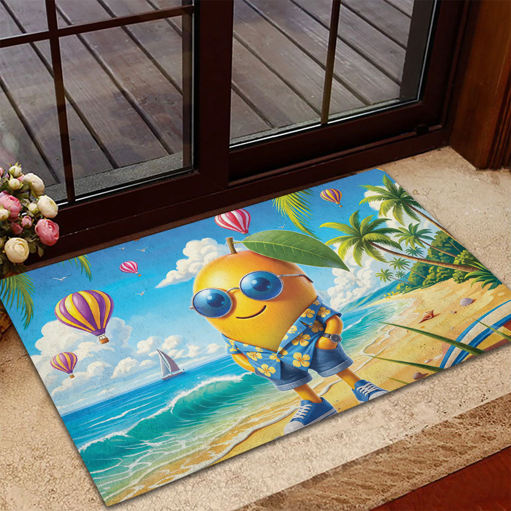Funny Hawaii Mango Rubber Doormat Tropical Summer Beach Mascot Vacation