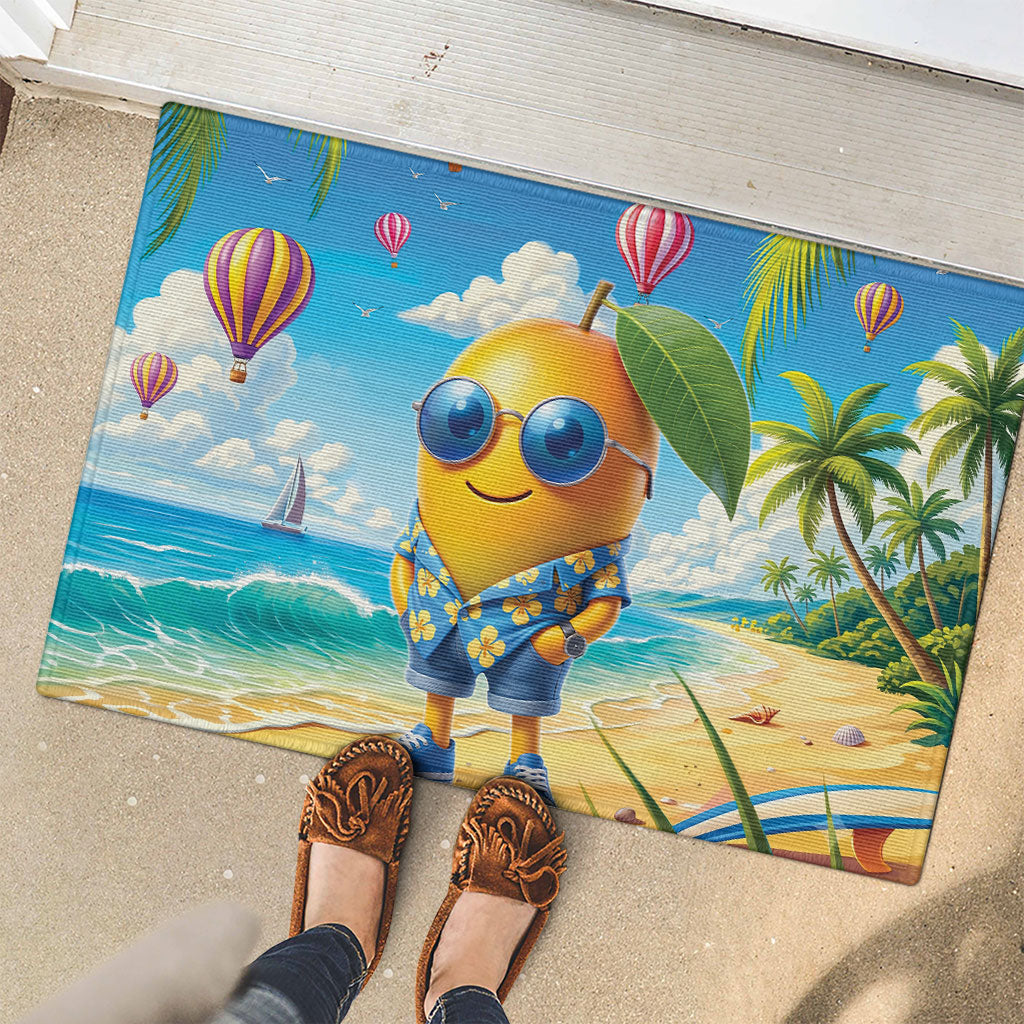 Funny Hawaii Mango Rubber Doormat Tropical Summer Beach Mascot Vacation