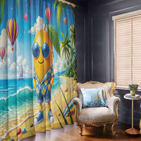 Funny Hawaii Mango Window Curtain Tropical Summer Beach Mascot Vacation
