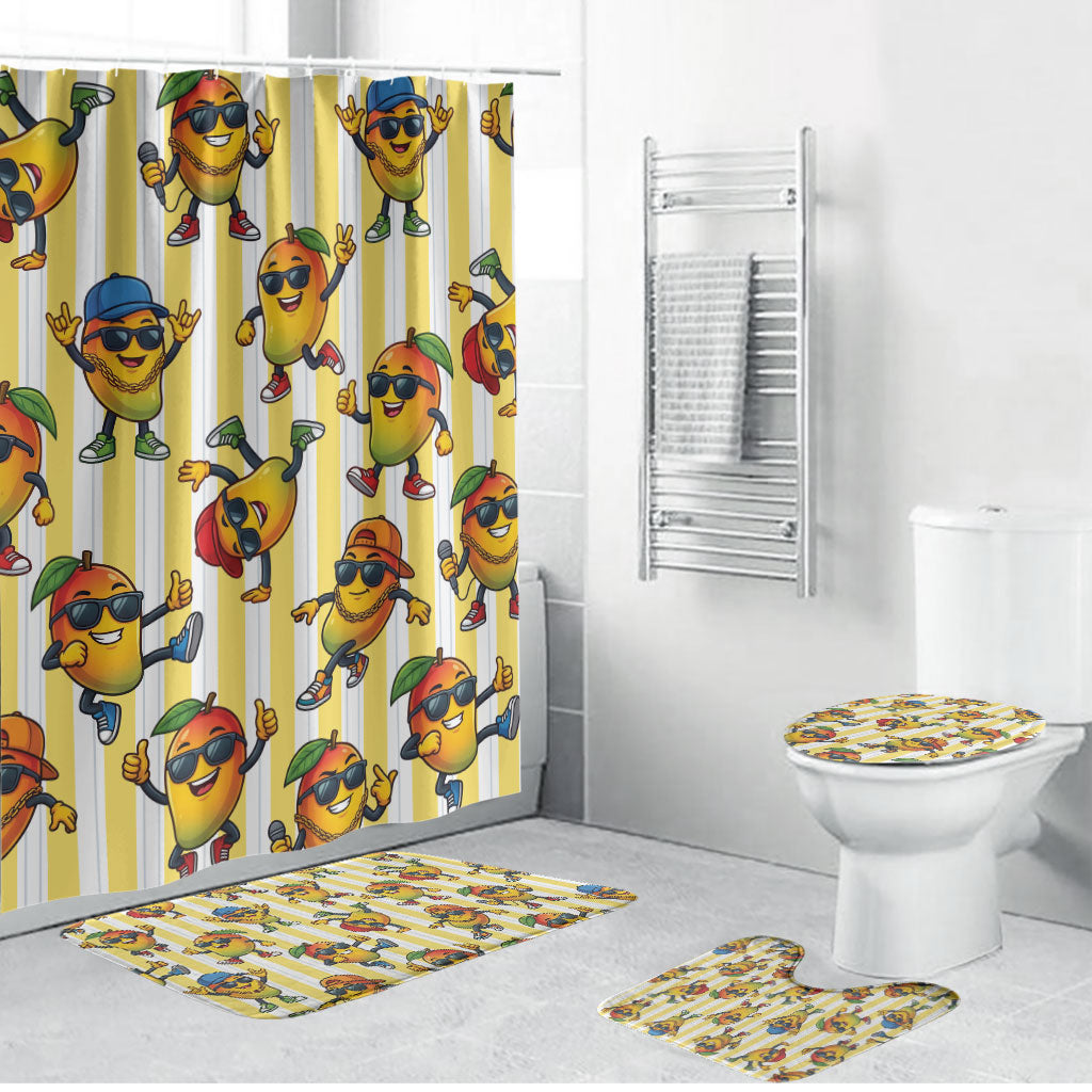 Funny Hawaii Mango Hip Hop Cartoon Bathroom Set Summer Beach Party