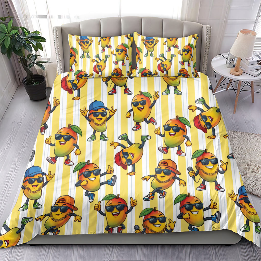 Funny Hawaii Mango Hip Hop Cartoon Bedding Set Summer Beach Party
