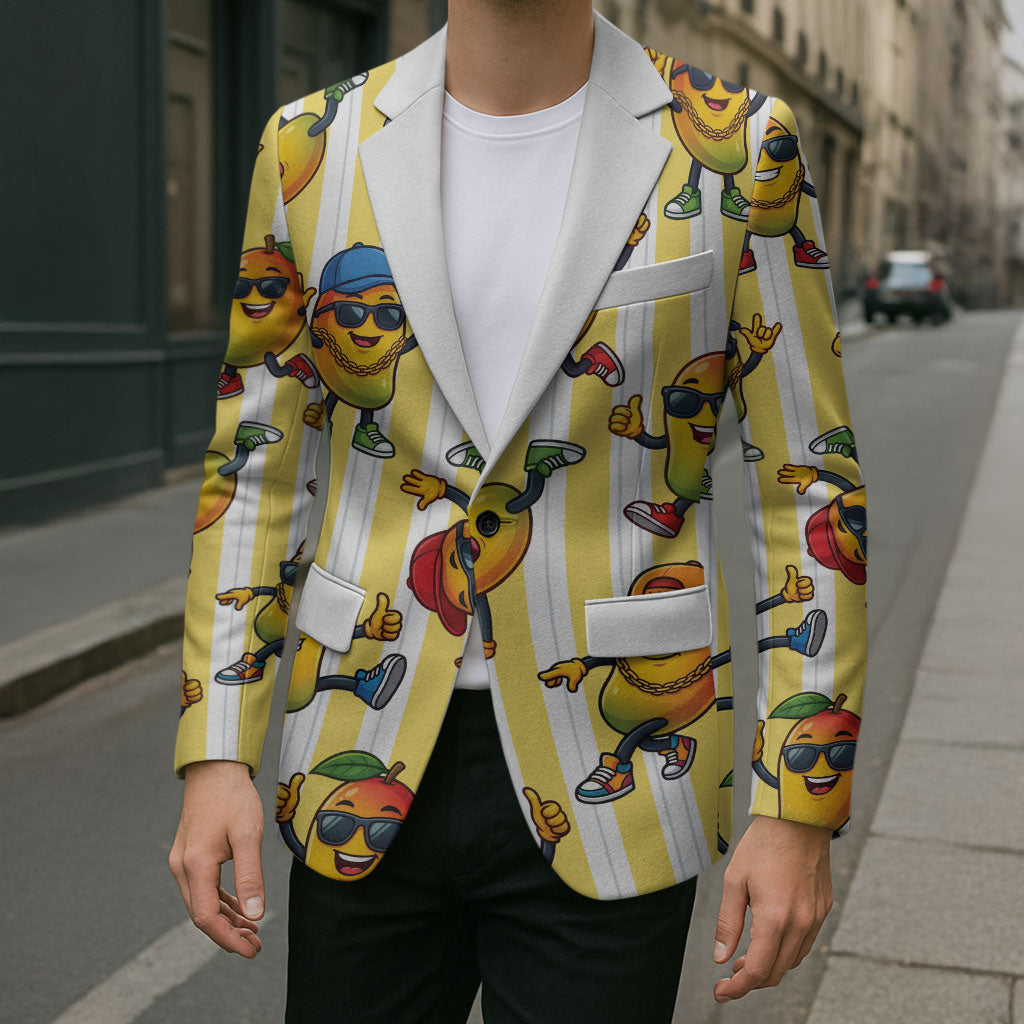 Funny Hawaii Mango Hip Hop Cartoon Blazer Summer Beach Party