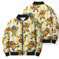 Funny Hawaii Mango Hip Hop Cartoon Bomber Puffer Jacket Summer Beach Party