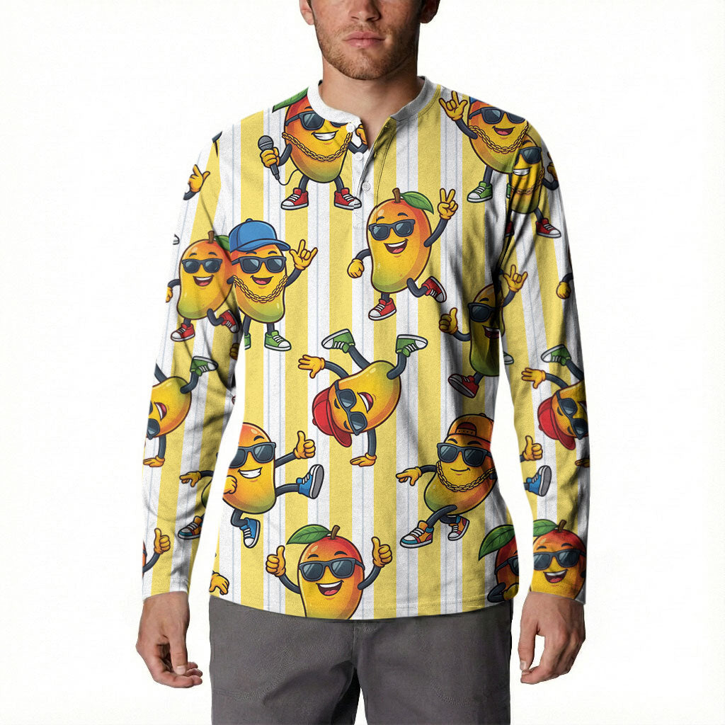 Funny Hawaii Mango Hip Hop Cartoon Button Sweatshirt Summer Beach Party