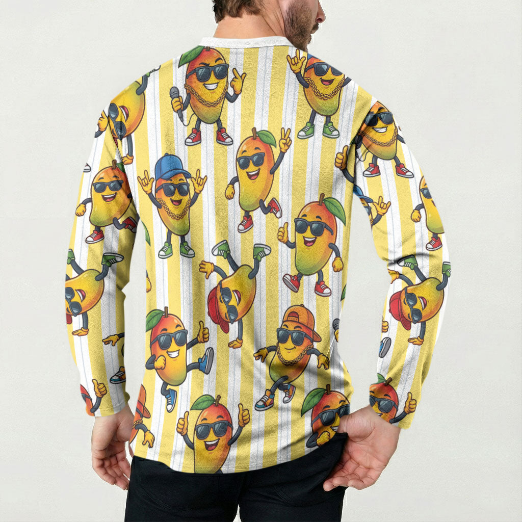 Funny Hawaii Mango Hip Hop Cartoon Button Sweatshirt Summer Beach Party