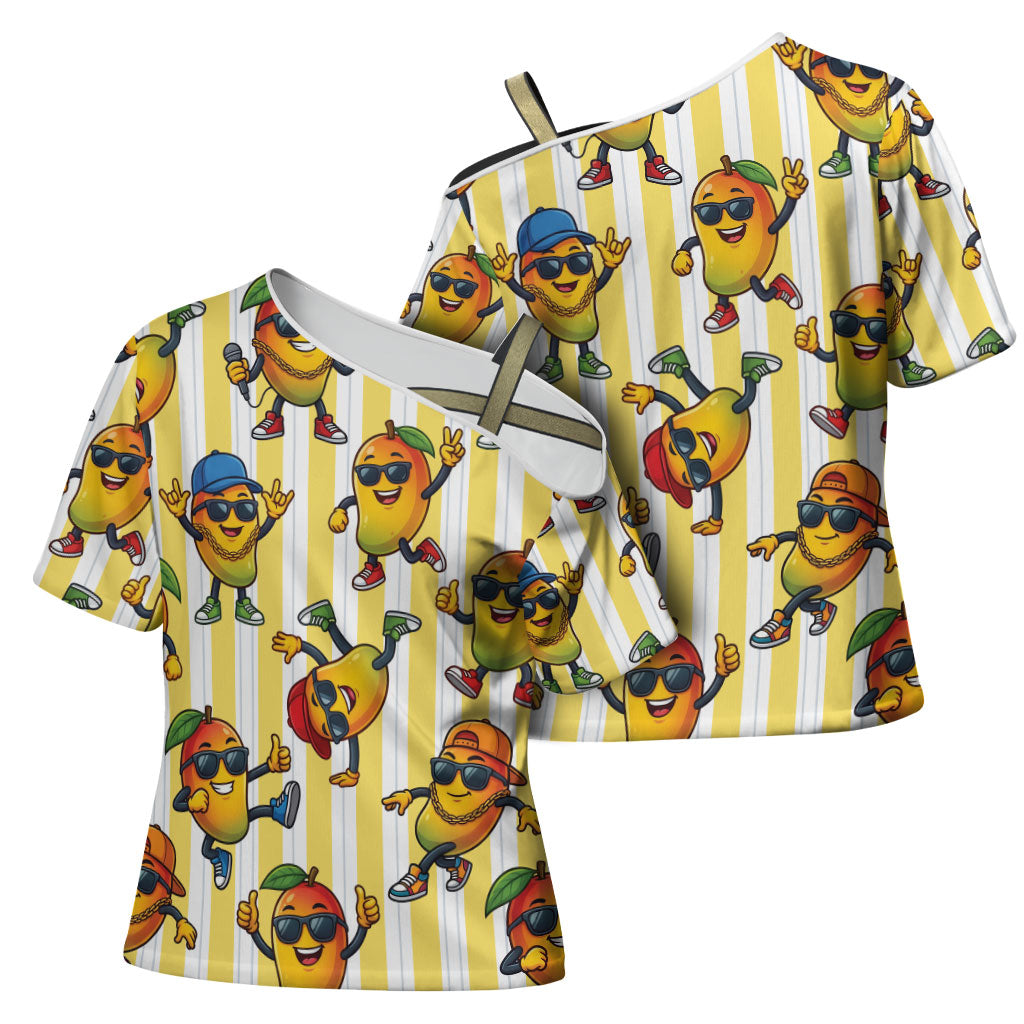 Funny Hawaii Mango Hip Hop Cartoon Cross Shoulder Shirt Summer Beach Party