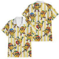 Funny Hawaii Mango Hip Hop Cartoon Family Matching Long Sleeve Bodycon Dress and Hawaiian Shirt Summer Beach Party