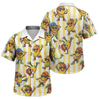 Funny Hawaii Mango Hip Hop Cartoon Family Matching Short Sleeve Bodycon Dress and Hawaiian Shirt Summer Beach Party