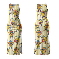 Funny Hawaii Mango Hip Hop Cartoon Family Matching Tank Maxi Dress and Hawaiian Shirt Summer Beach Party