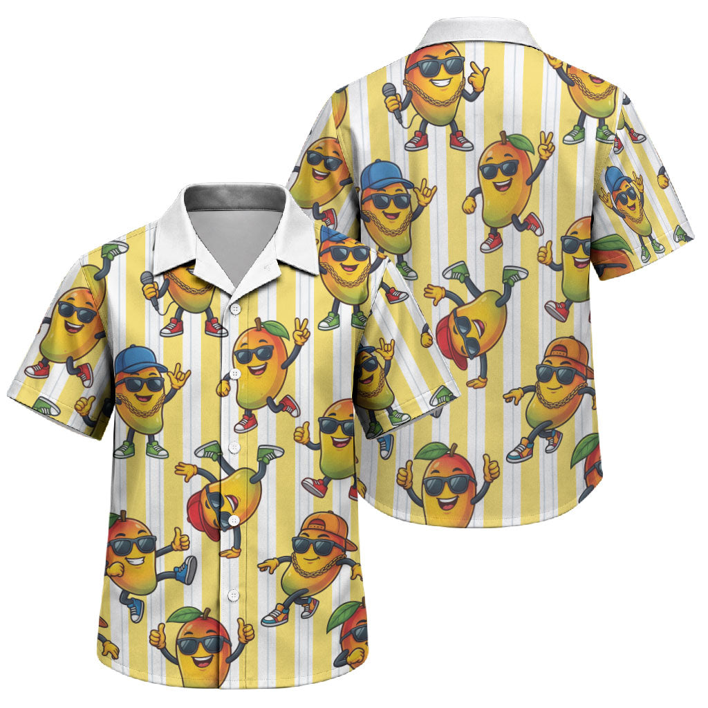 Funny Hawaii Mango Hip Hop Cartoon Family Matching Tank Maxi Dress and Hawaiian Shirt Summer Beach Party