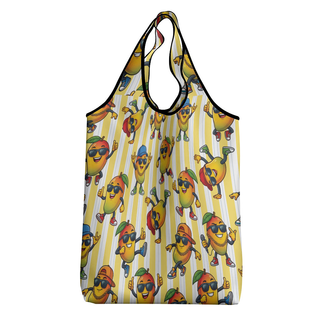 Funny Hawaii Mango Hip Hop Cartoon Grocery Bag Summer Beach Party