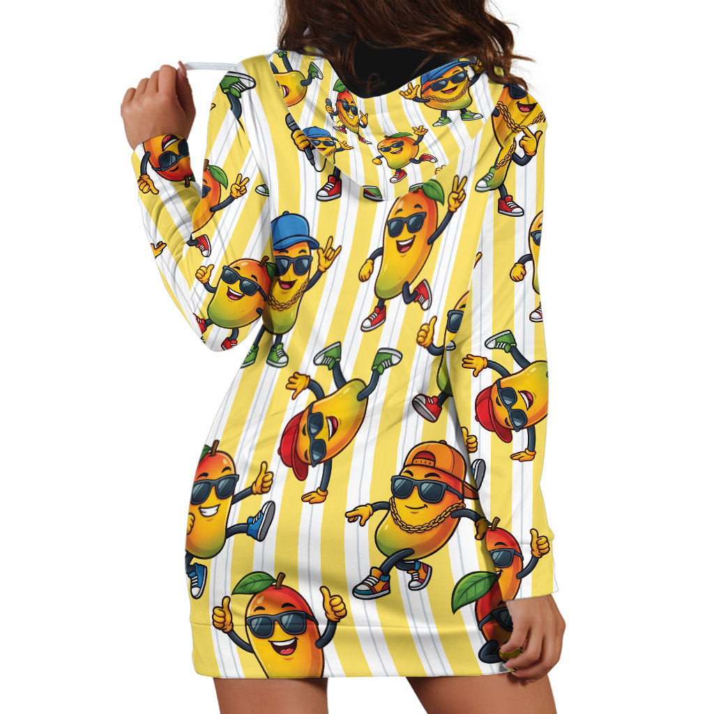 Funny Hawaii Mango Hip Hop Cartoon Hoodie Dress Summer Beach Party