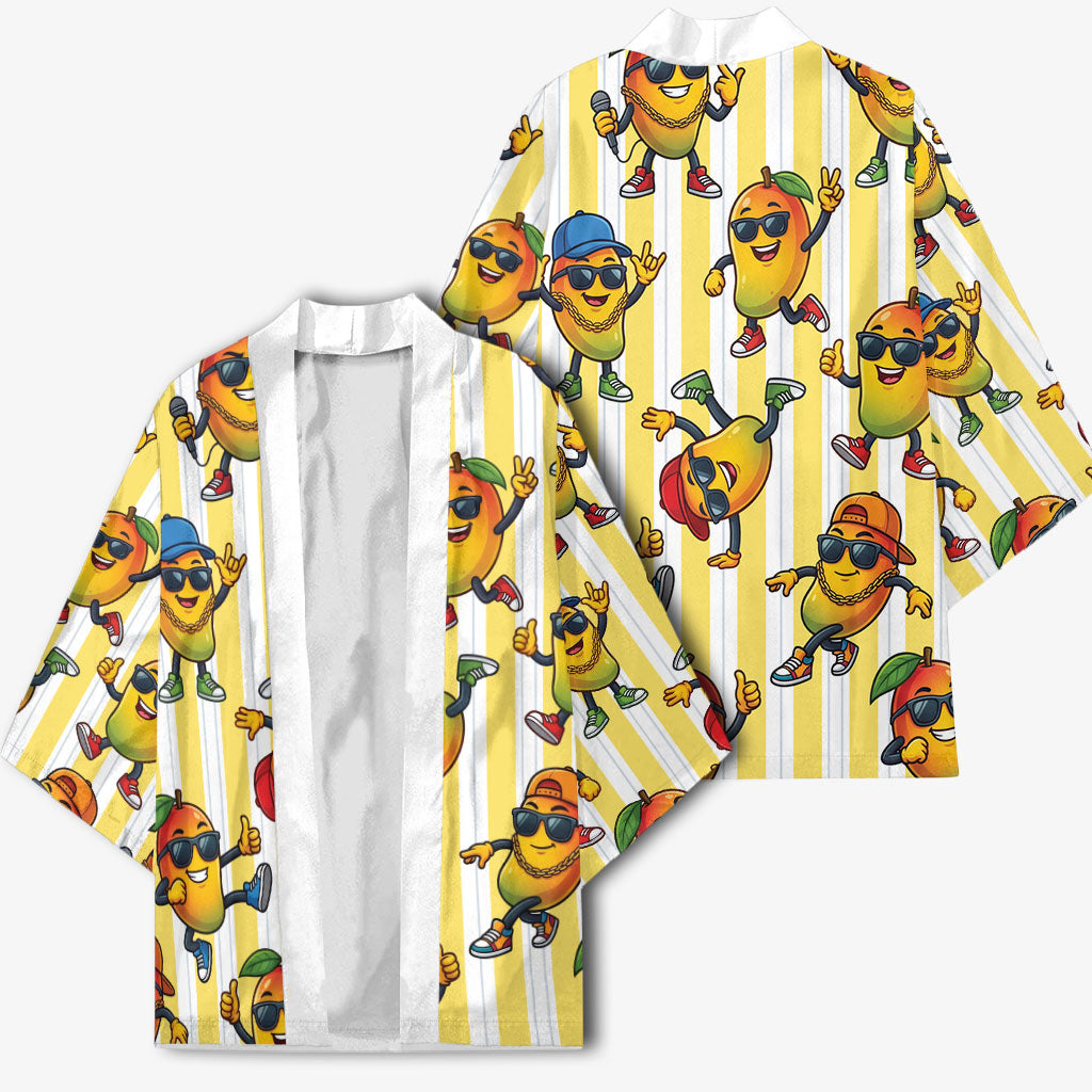 Funny Hawaii Mango Hip Hop Cartoon Kimono Summer Beach Party