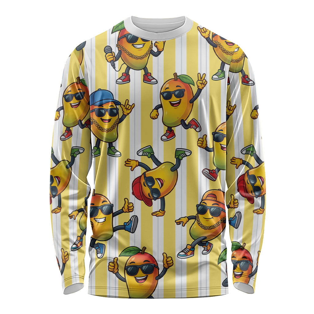 Funny Hawaii Mango Hip Hop Cartoon Long Sleeve Shirt Summer Beach Party LT19 Unisex Yellow - Polynesian Pride