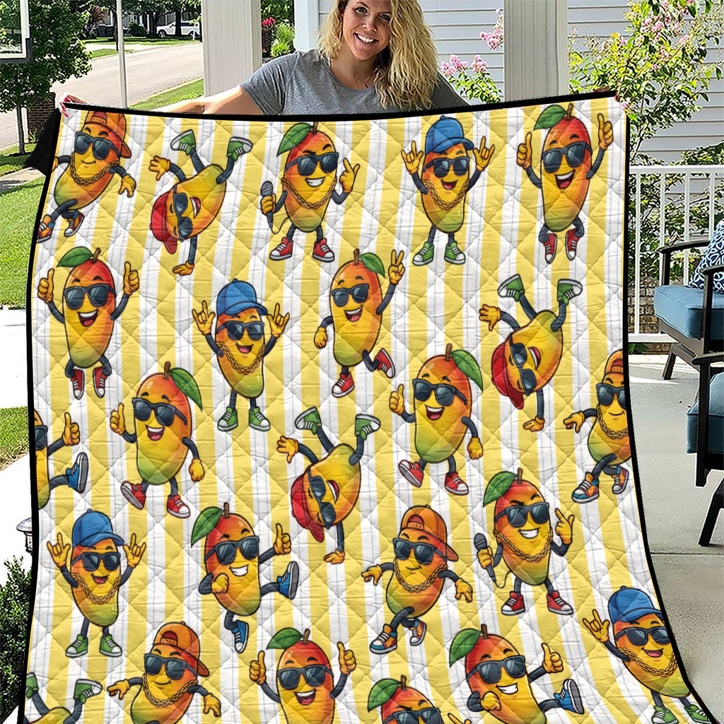 Funny Hawaii Mango Hip Hop Cartoon Quilt Summer Beach Party