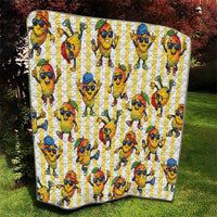 Funny Hawaii Mango Hip Hop Cartoon Quilt Summer Beach Party