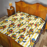 Funny Hawaii Mango Hip Hop Cartoon Quilt Summer Beach Party