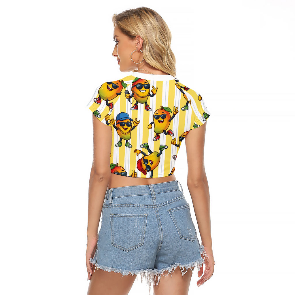 Funny Hawaii Mango Hip Hop Cartoon Raglan Cropped T Shirt Summer Beach Party