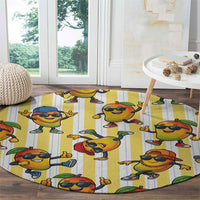 Funny Hawaii Mango Hip Hop Cartoon Round Carpet Summer Beach Party
