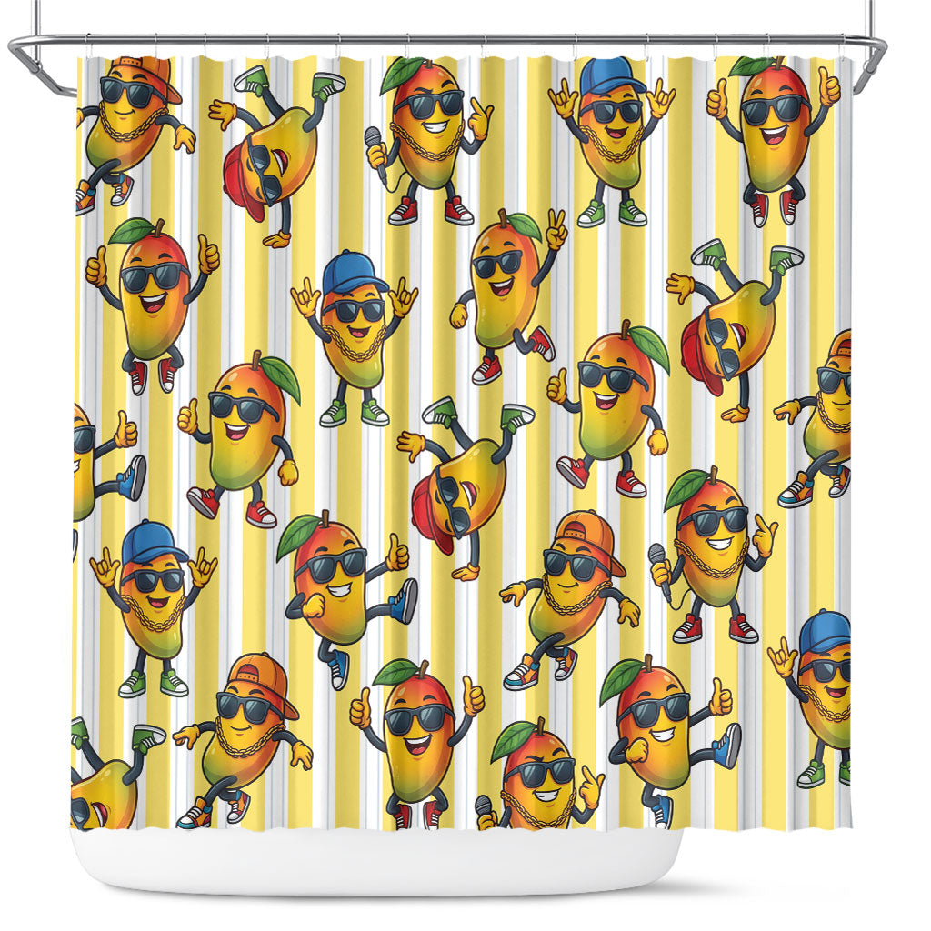 Funny Hawaii Mango Hip Hop Cartoon Shower Curtain Summer Beach Party