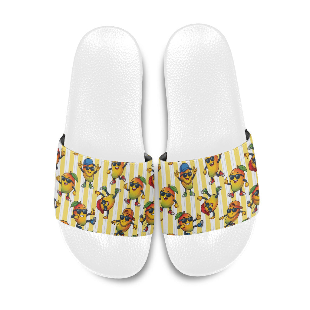 Funny Hawaii Mango Hip Hop Cartoon Slide Sandals Summer Beach Party