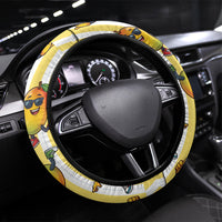 Funny Hawaii Mango Hip Hop Cartoon Steering Wheel Cover Summer Beach Party