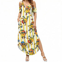 Funny Hawaii Mango Hip Hop Cartoon Summer Maxi Dress Summer Beach Party
